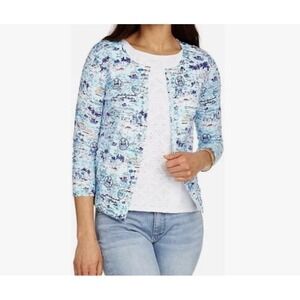 Talbots Santorini Soft Knit 3/4 Sleeve Coastal Cardigan Size L NWT $89